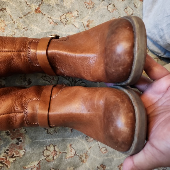 Lucky Brand "Rollie" Y2K camel stacked heel leather riding boot - Picture 7 of 17